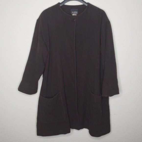 Eileen Fisher Jackets & Blazers - Eileen Fisher Dark Brown One Button Wool Coat